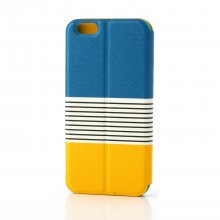 Leather Flip Cover Stand Case for iPhone 6 Orange ＆ Blue