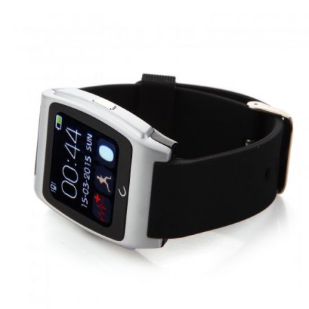 U Watch UX Bluetooth Watch Heart Rate Monitor for iOS And Android Smartphones Silver