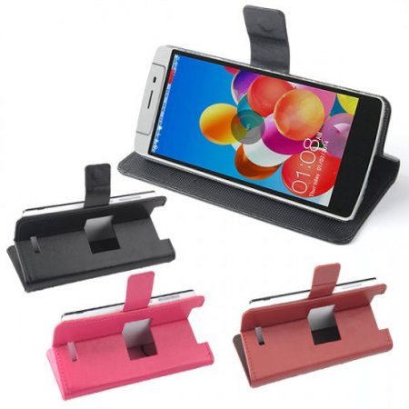 Fashion Leather Flip Case Cover for iNew V8 Smartphone Brown