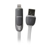 2 in 1 USB Cable Data Transmit and Charging Cable for iPhone & Android White
