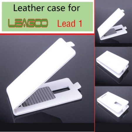 Leather Flip Cover Case Stand for Leagoo Lead 1 Smartphone White