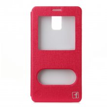 Leather View Flip Cover Stand Case for Samsung Note 4 Smartphone Rose