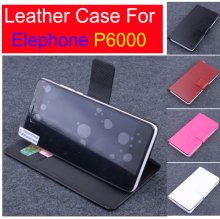 Leather Flip Cover Case Stand for Elephone P6000 Smartphone Black