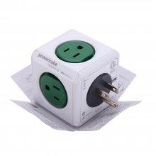 PowerCube Original Power Strip Socket Wall Charger US Plug with 5 Outlets Green