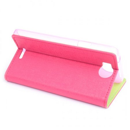 Leather Flip Contract Color Cover Case Protect Case Stand for InFocus M530 Rose