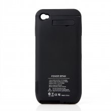 3000mAh Power Bank Back Case Phone Stand for iPhone 4 4S Black