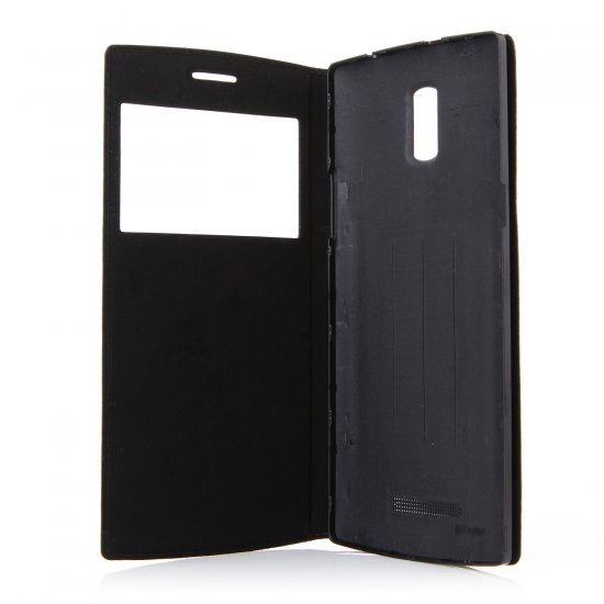 Leather View Flip Cover Case for DOOGEE KISSME DG580 Smartphone Black
