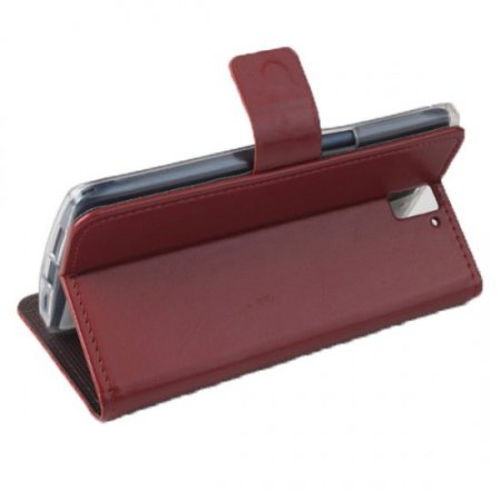 Fashion Leather Flip Stand Case Cover for ONEPLUS ONE Smartphone Brown