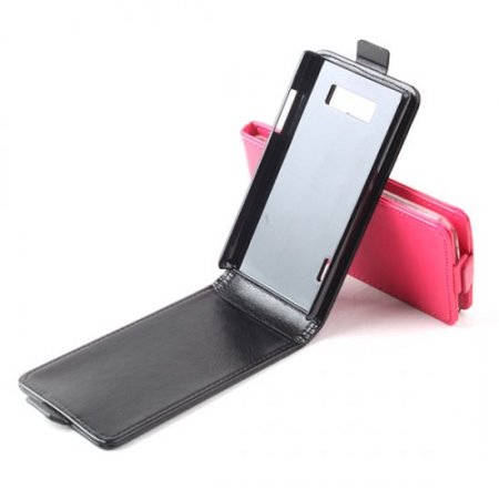 Fashion Leather Flip Case Cover for LG P705 P700 Smartphone Black
