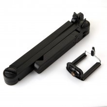 Multi-functional Portable Folding 2-in-1 Selfie Stick + Phone Mount Bracket Black
