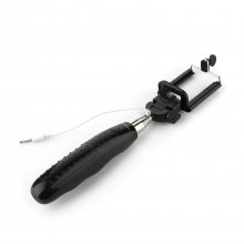 Portable Extendable Handheld Wired Monopod Selfie Stick with Built-in Shutter Black