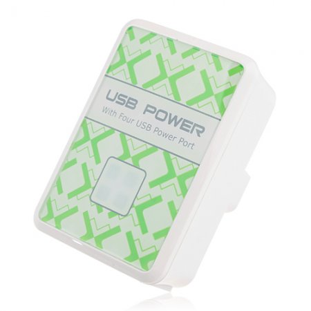 LED 4 Ports USB to Ac Wall Adapter UK Charger for iPhone iPod Blackberry HTC