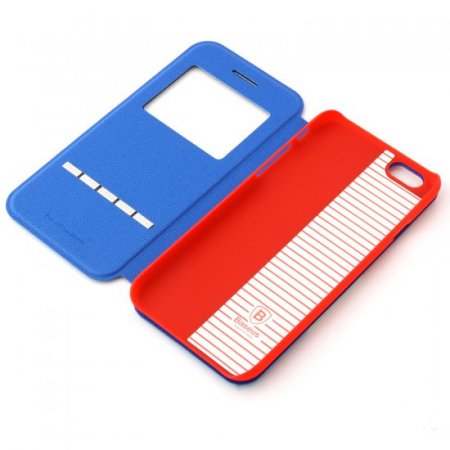 Leather Flip Cover Stand Case for iPhone 6 Red ＆Blue