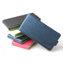 Fashion Contrast Color Leather Flip Case Cover for iNew V3 Smartphone Black