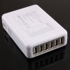 6-USB Travel Charger with Four Plugs White