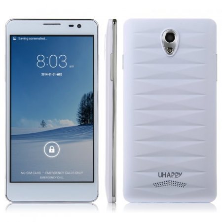 UHAPPY UP520 Smartphone 1GB 8GB Android 4.4 MTK6582 5.0 Inch QHD Screen OTG White