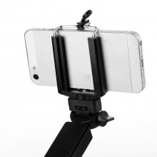 Multi-functional Portable Folding 2-in-1 Selfie Stick + Phone Mount Bracket Black