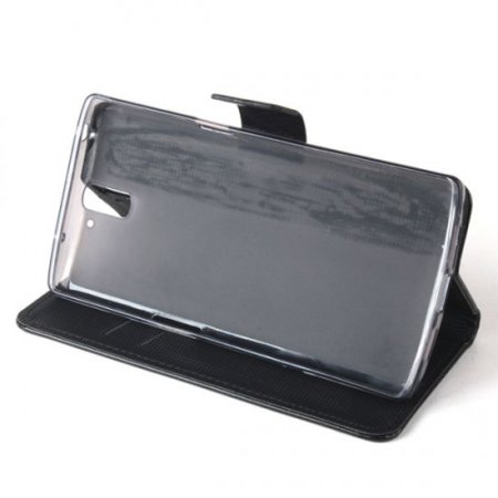 Fashion Leather Flip Case Cover for ONEPLUS ONE Smartphone Black