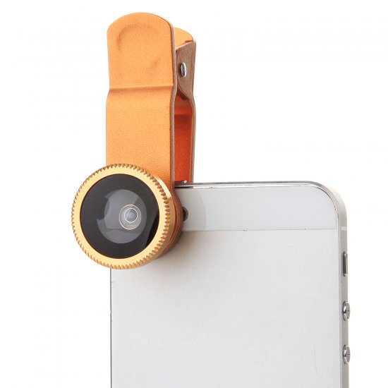 OD-009 4 in 1 Universal 180 Clip Smartphone Fish Eye Camera Lens Golden