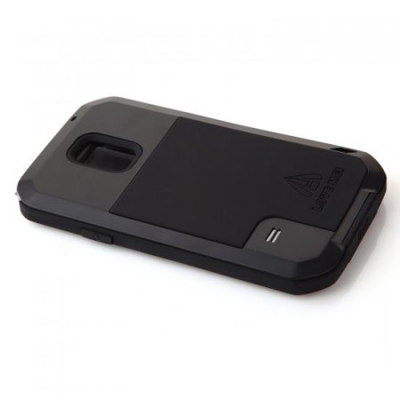 Love Mei Waterproof Shockproof Aluminum Case+Gorilla Glass for Samsung Galaxy S5 Black