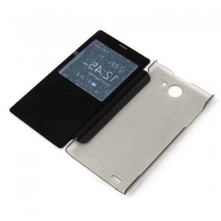 Protective Case S-View Flip Cover for iNew V3 & V3 Plus Smartphone- Black