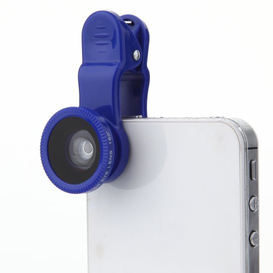 3-IN-1 Universal Wide-angle + Macro Lens + Fish Eye Photo Lens Blue