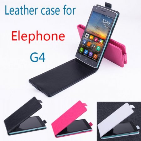 Leather Flip Cover Stand Case for Elephone G4 Smartphone Rose
