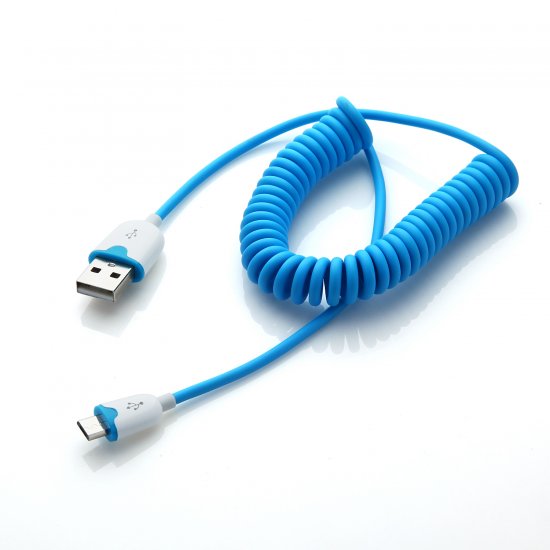 Portable Elastic Micro USB Data Cable For Smartphone Blue
