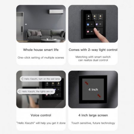S6 WiFi Smart Scene Wall Switch,2GB+8GB Panel Smart Home Control,in-Wall Touchscreen Control for Smart Light Various Tuya$Zigbee Smart Appliances