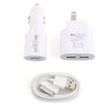 2-in-1 USA Standard Travel Charger Car Charge for iPad iPhone Smartphone -White