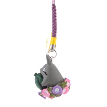 Totoro Holding Watermelon Pattern Resin Cellphone Pendant with Purple Strap