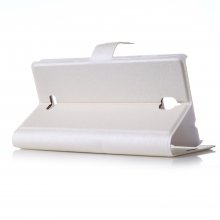 Fashion Flower Show Leather Stand Case Cover for Coolpad 8736 Smartphone White