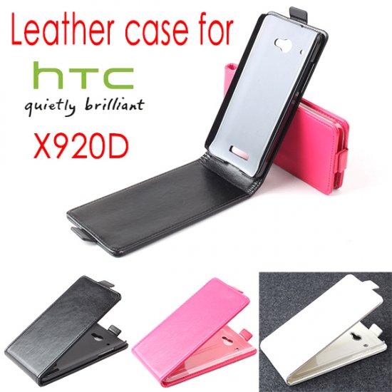 Fashion Leather Flip Case Cover for HTC X920D Smartphone 3-color