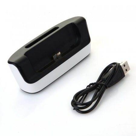 Practical 2-In-1 Dock Station Charger For Samsung Galaxy Note 3 Smartphone White