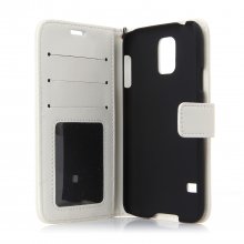 Fashion Multifunctional Pocket Style PU Leather Stand Case for Samsung Galaxy S5 White