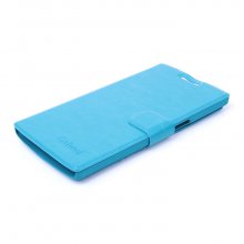 Leather Flip Cover Case Stand for Oneplus One Smartphone Blue