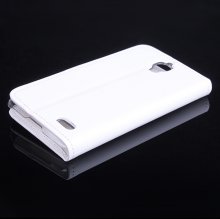 Leather Flip Cover Case Protect Case Stand for TCL S820 Smartphone White