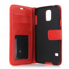 Fashion Multifunctional Pocket Style PU Leather Stand Case for Samsung Galaxy S5 Red