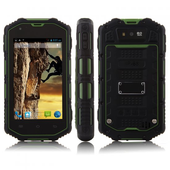 H5 Smartphone IP68 Android 4.2 MTK6572W Dual Core 4.0 Inch 3G Green