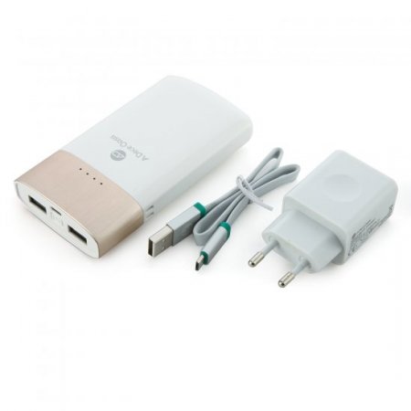 ADO KPOW8 Note 9000mAh QC2.0 Charge Power Bank + KWALL Power Adapter EU Plug White