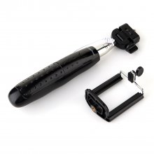Portable Extendable Handheld Wired Monopod Selfie Stick with Built-in Shutter Black