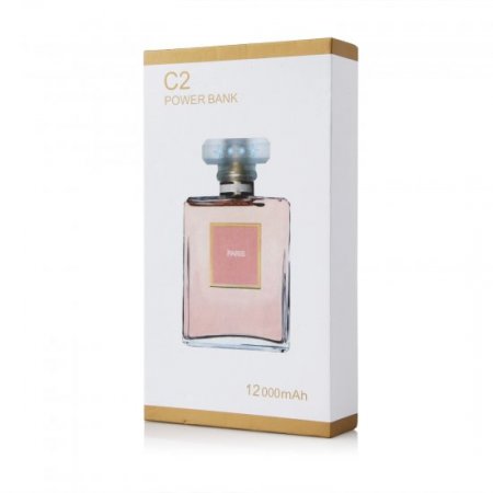 12000mAh Perfume Bottle Shaped Dual USB Power Bank for Smartphone -White