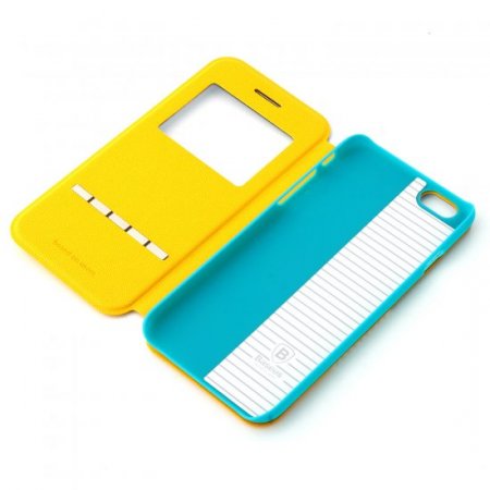 Leather Flip Cover Stand Case for iPhone 6 Orange ＆ Blue