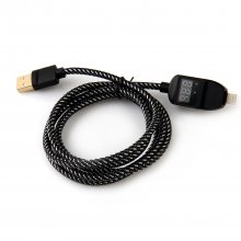 2586 Smart Current + Voltage LED Display Super Charging Cable for iPhone iPad Black