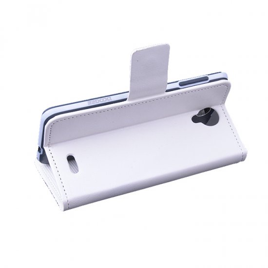 Leather Flip Cover Case Stand for Doogee DG280 Smartphone White