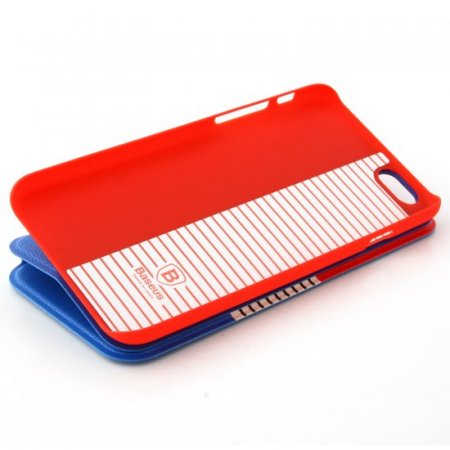 Leather Flip Cover Stand Case for iPhone 6 Red ＆Blue
