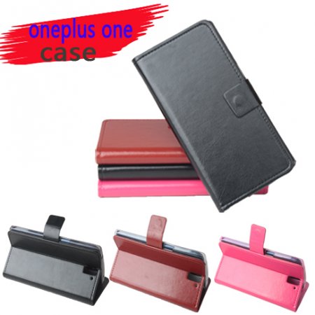 Fashion Leather Flip Stand Case Cover for ONEPLUS ONE Smartphone Brown