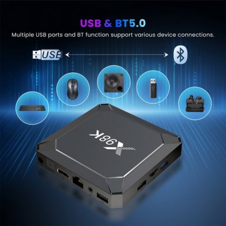 X98K Set Top Box Android 13.0 Rockchip RK3528 WiFi 6 BT5.0 HDK 10+ 8K HEVC 1000M Ethernet Multi-Language Android TVBOX