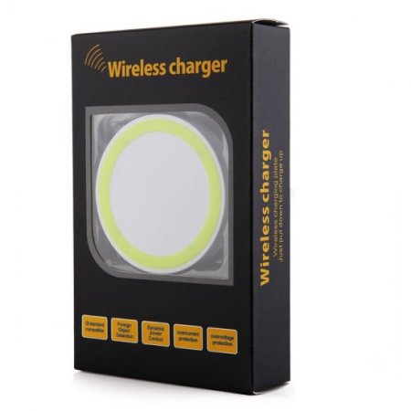 Q5 Portable Mini Wireless Charger Pad for Qi Compliant Devices Yellow&White