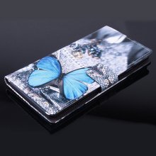 Fashion Painting Blue Butterfly Flip Cover Stand Case For Doogee DG550 Smartphone